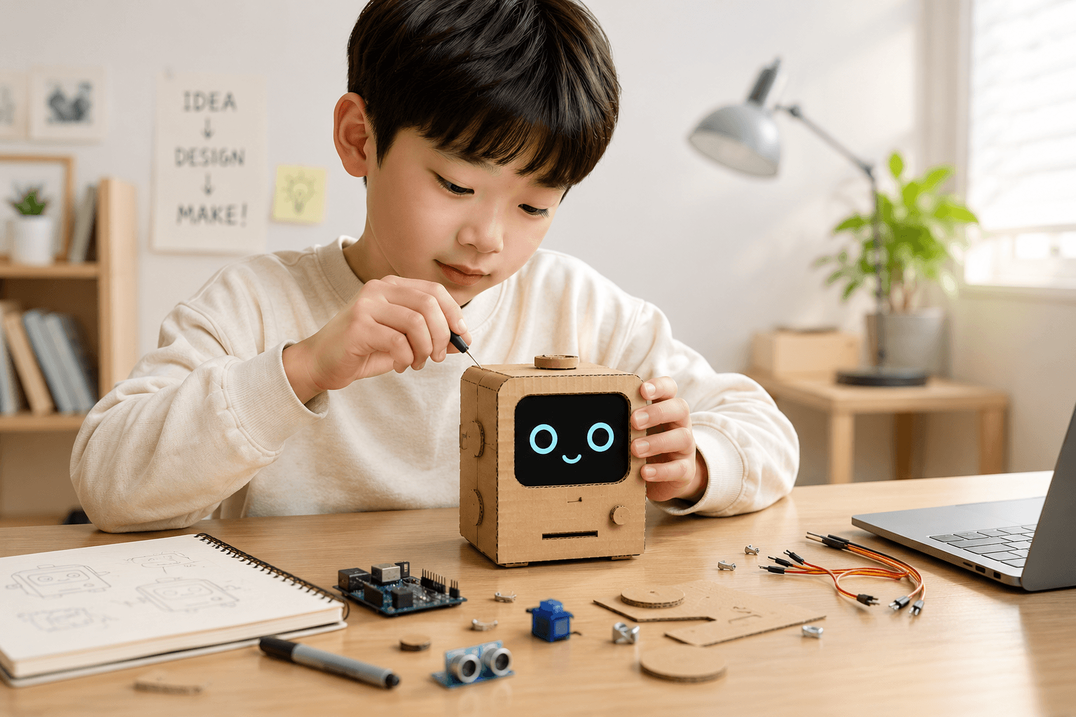 Kid building Sodabot