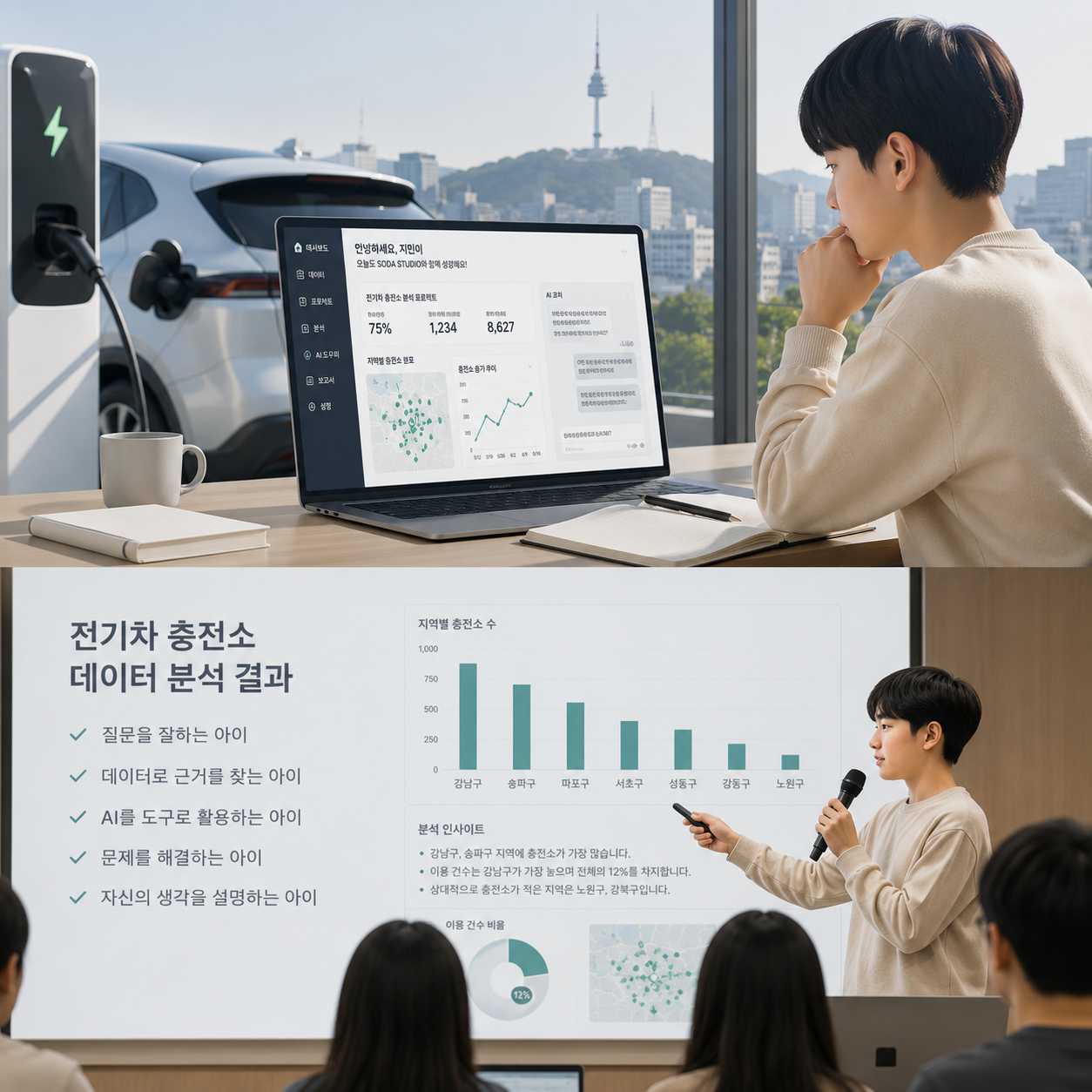 노트북 하는 학생